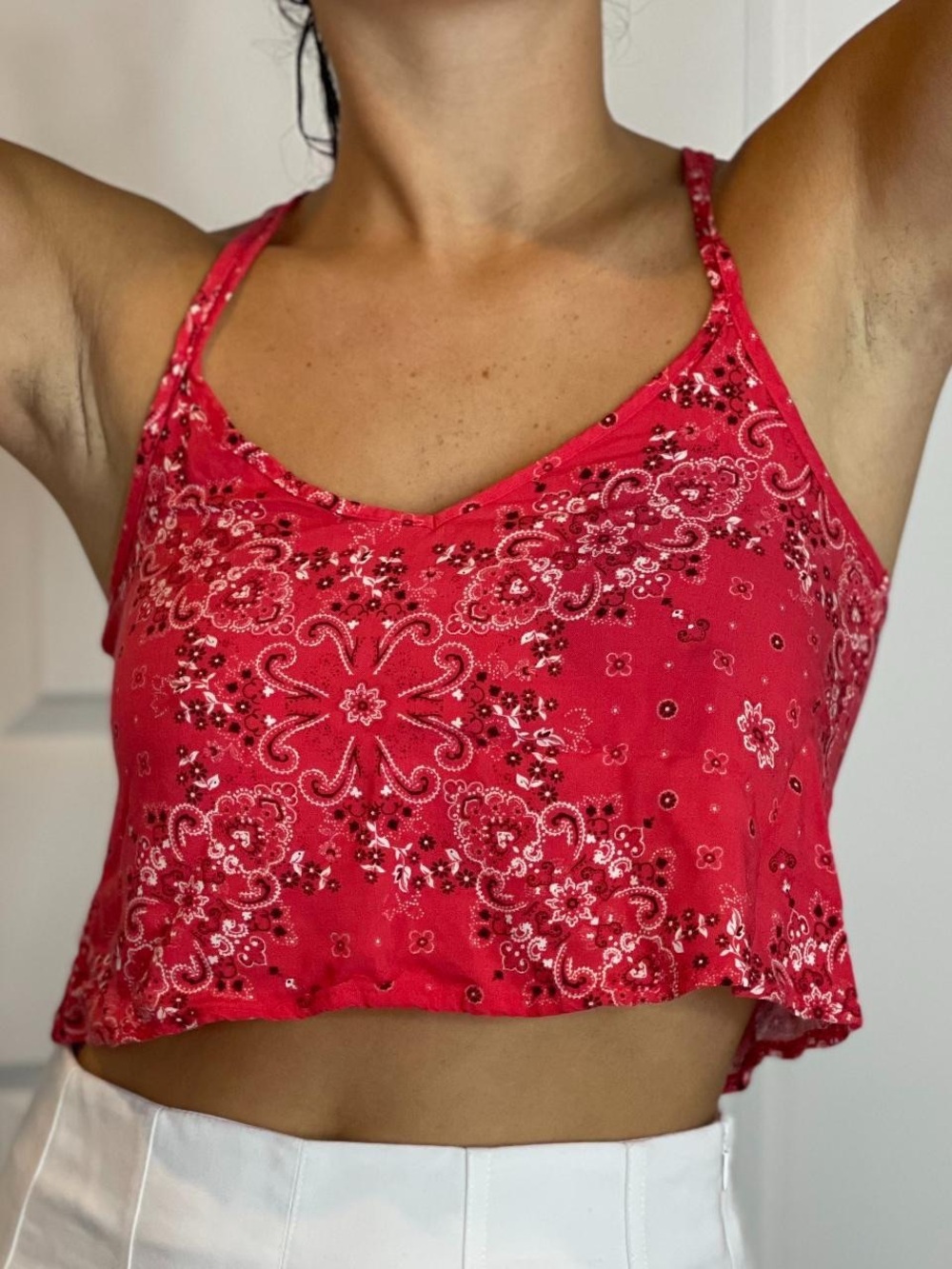 Hollister Red Bandana-Print Crop Tank